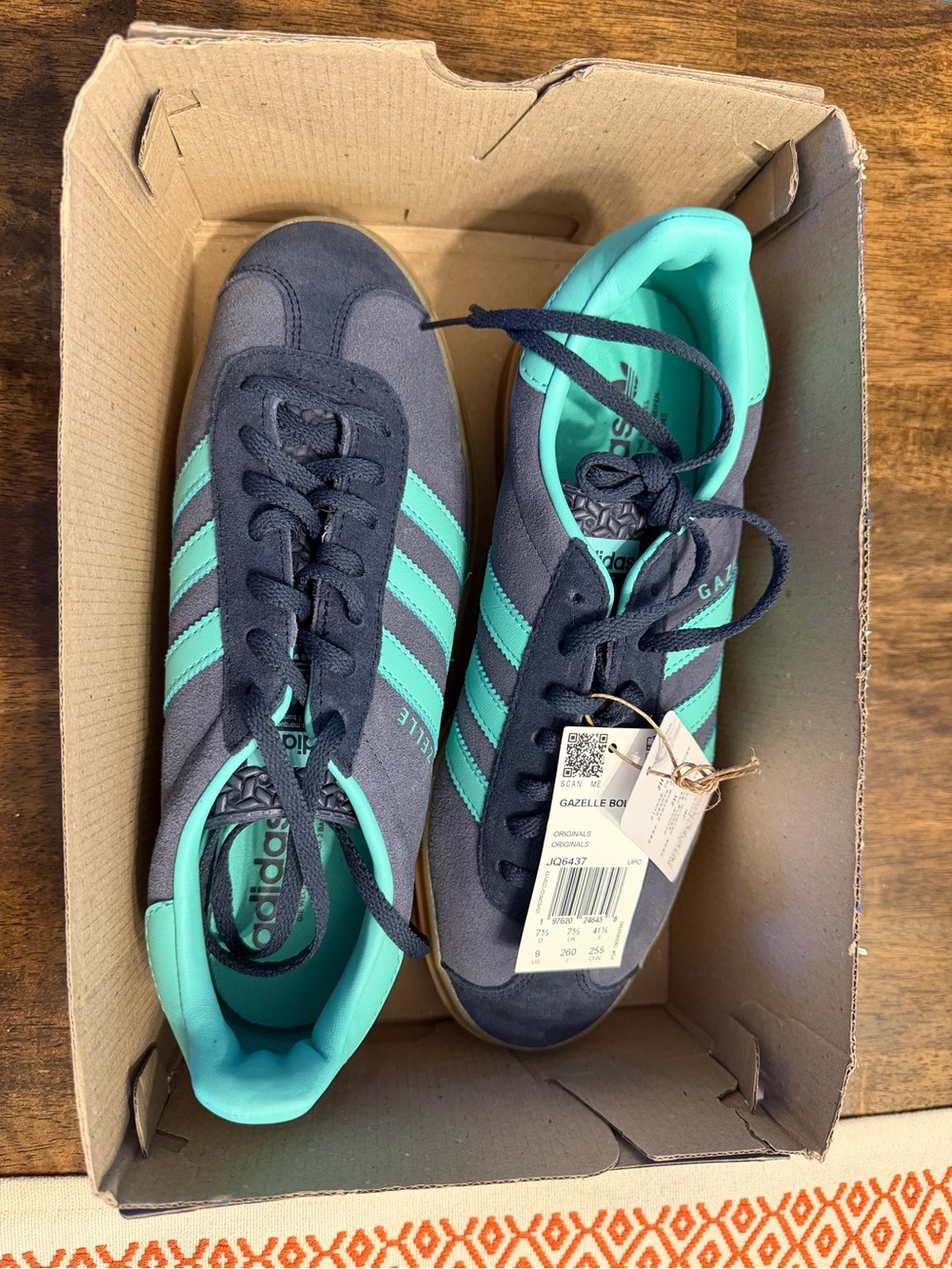 Adidas Gazelle Bold W Shadow Navy Acid Mint Platform Sneakers NWT Women’s 9 JQ64 - Picture 7 of 7